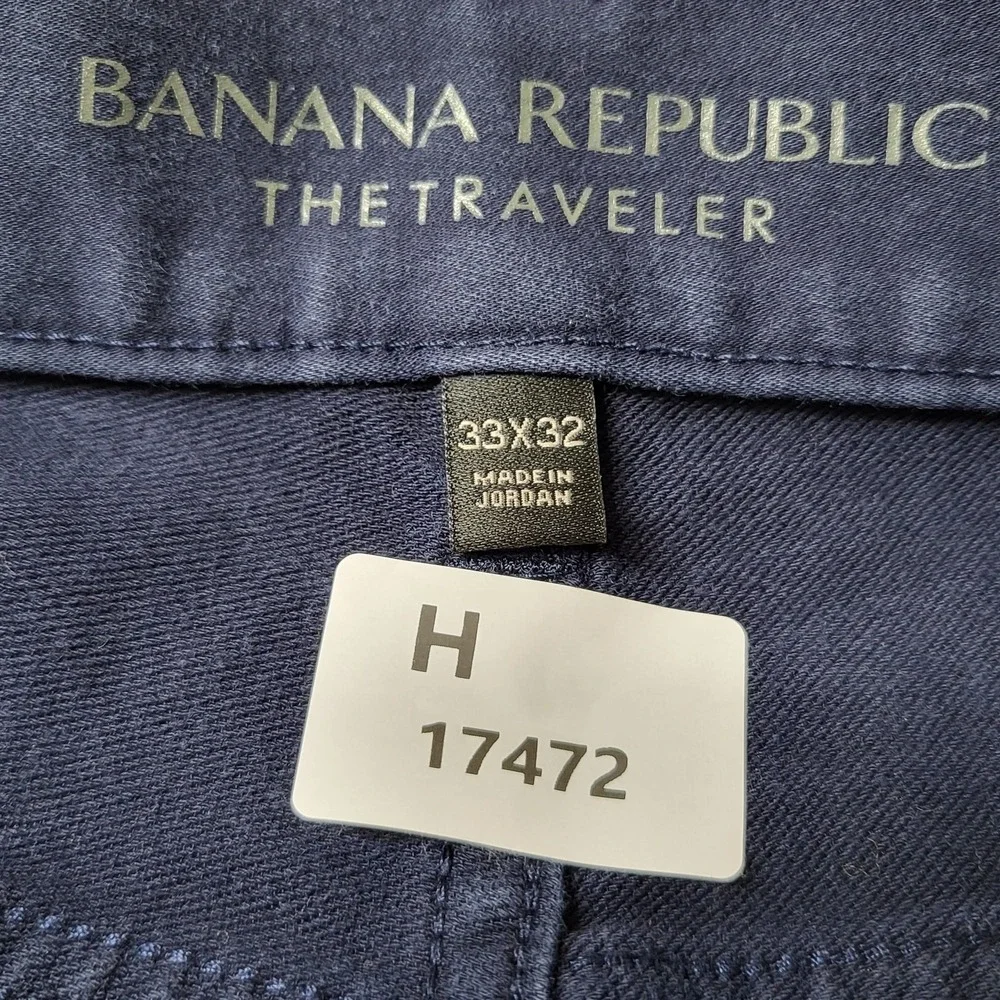 Banana Republic Men Pants 33X32 Navy Chino Twill The Traveler Slim 31